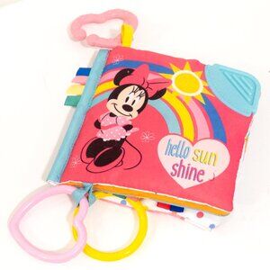 Disney Minnie Mouse Soft Book Mickey Baby Crinkle Teether Neon Baby Toy NWOT